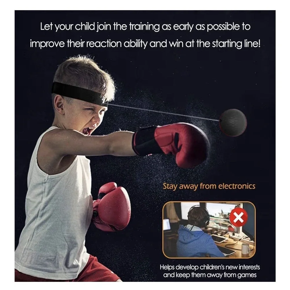Boxing‎ Speed Ball Set Of 2 Elastic Headband & Black Ball Headband Style Fitness